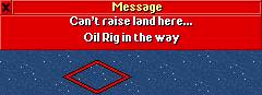 Picture:  Can't raise land here, Oil Rig in the way